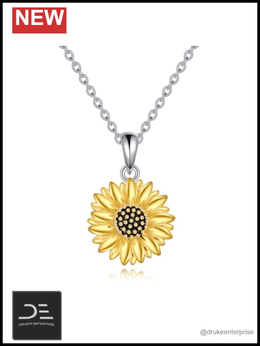 925 Sterling Silver Sunflower Pendant Necklace Women Animal Jewelry Gift